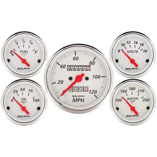 Autometer 1300 5 piece Kit (Mech Speed/Elec Oil Press/Water Temp/Volt/Fuel Level) - Image 3