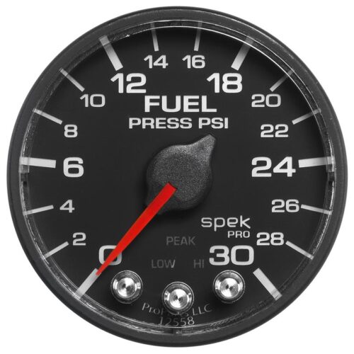 Alternative view of Autometer Spek-Pro Gauge Fuel Press 2 1/16in 30psi Stepper Motor W/Peak & Warn Blk/Blk