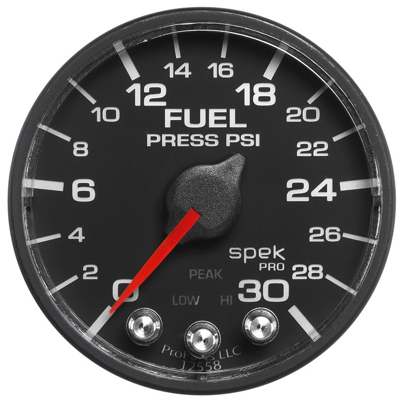 Autometer Spek-Pro Gauge Fuel Press 2 1/16in 30psi Stepper Motor W/Peak & Warn Blk/Blk - Image 2