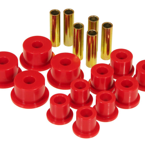 Prothane 1-1014 74-91 Jeep Cherokee Front Spring & Shackle Bushings (w/ 2in OD Main Eye) - Red