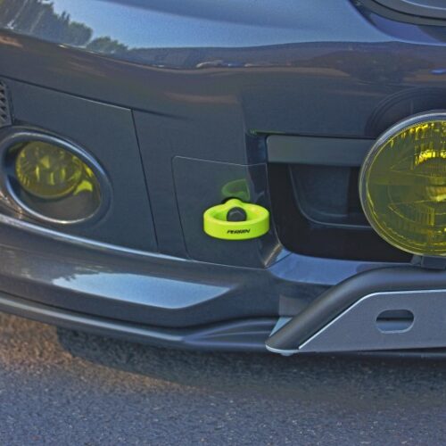 PERRIN 08-14 Subaru WRX & STI / 08-11 Impreza / 05-09 Legacy Tow Hook Kit (Front) - Neon Yellow - Image 6
