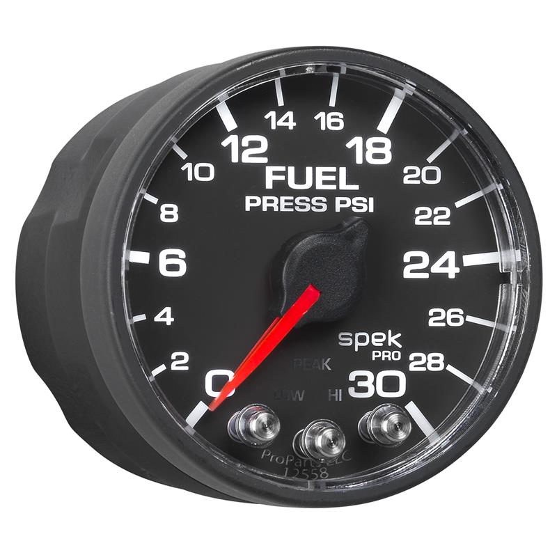 Autometer Spek-Pro Gauge Fuel Press 2 1/16in 30psi Stepper Motor W/Peak & Warn Blk/Blk - Image 6