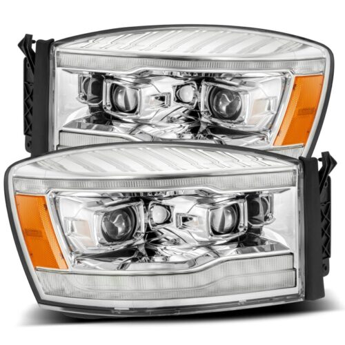 Alternative view of AlphaRex 06-08 Dodge Ram 1500HD LUXX LED Projector Headlights Plank Style Chrome w/Seq Signal/DRL