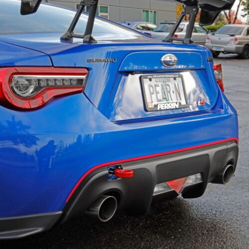 Alternative view of PERRIN 13-26 Subaru BRZ / 13-20 Scion FRS & Toyota 86 / 22-26 GR86 Tow Hook Kit (Rear) - Red