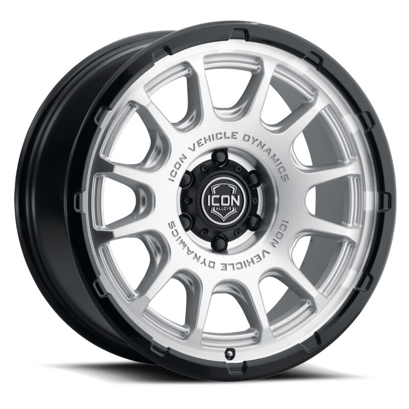 ICON 8420906356SMGB Alloys Rancho 20x9 / 6x135 / 16mm / 5.625in BS Silver Machined w/ Gloss Black Lip Wheel