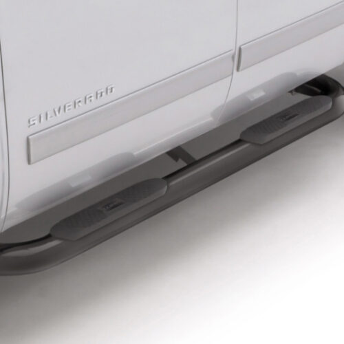 Alternative view of Lund 2019 Chevy Silverado 1500 Crew Cab 4in. Oval Curved Steel Nerf Bars - Black