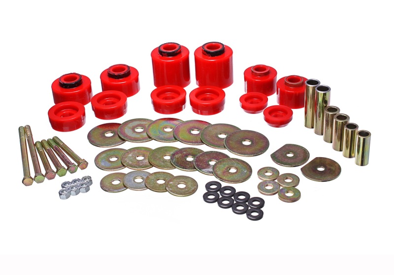 Energy Suspension 4.4123R 80-96 Ford F-150/250/350 Red Body Mount Set Includes Hardware - Image 2