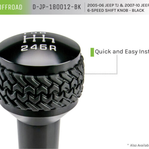 DV8 Offroad D-JP-180012-BK 2005-2010 Jeep TJ/JK 6-Speed Shift Knob Black Finish - Image 9