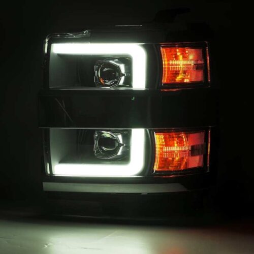 AlphaRex 15-19 Chevy 2500HD PRO-Series Proj Headlights Plank Style Blk w/Activ Light/Seq Signal/DRL - Image 4