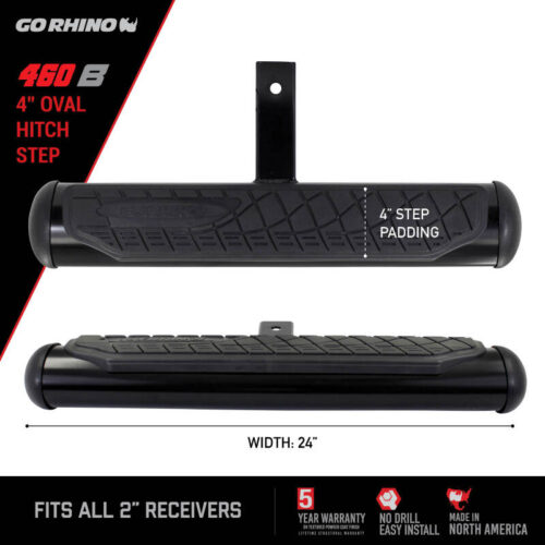 Go Rhino 460B 4in Oval Hitch Step - Black - Image 4
