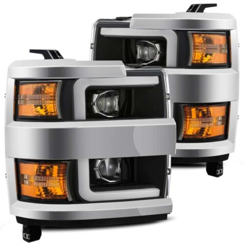 Alternative view of AlphaRex 15-19 Chevy 2500HD PRO-Series Proj Headlights Plank Style Blk w/Activ Light/Seq Signal/DRL