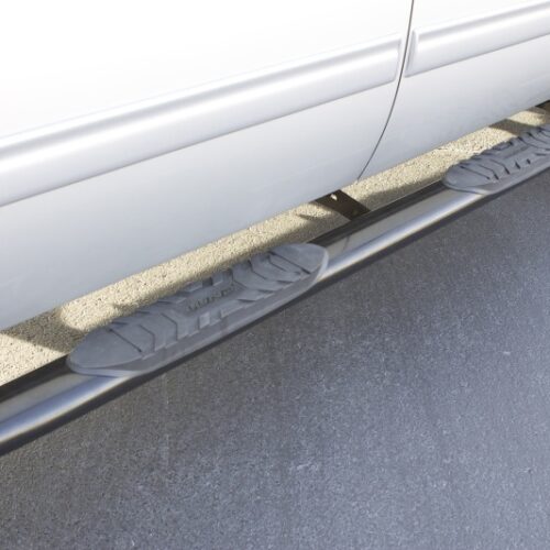 Alternative view of Lund 23891007 01-13 Chevy Silverado 1500 Crew Cab 5in. Oval Curved Steel Nerf Bars - Black
