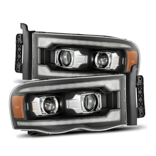 Alternative view of AlphaRex 02-05 Dodge Ram 1500 LUXX LED Proj Headlights Plank Style Black w/Activ Light/Seq Signal