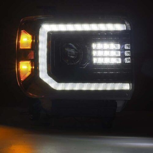 AlphaRex 14-18 GMC Sierra PRO-Series Proj Headlights Plank Style Black w/Activ Light/Seq Signal/DRL - Image 6