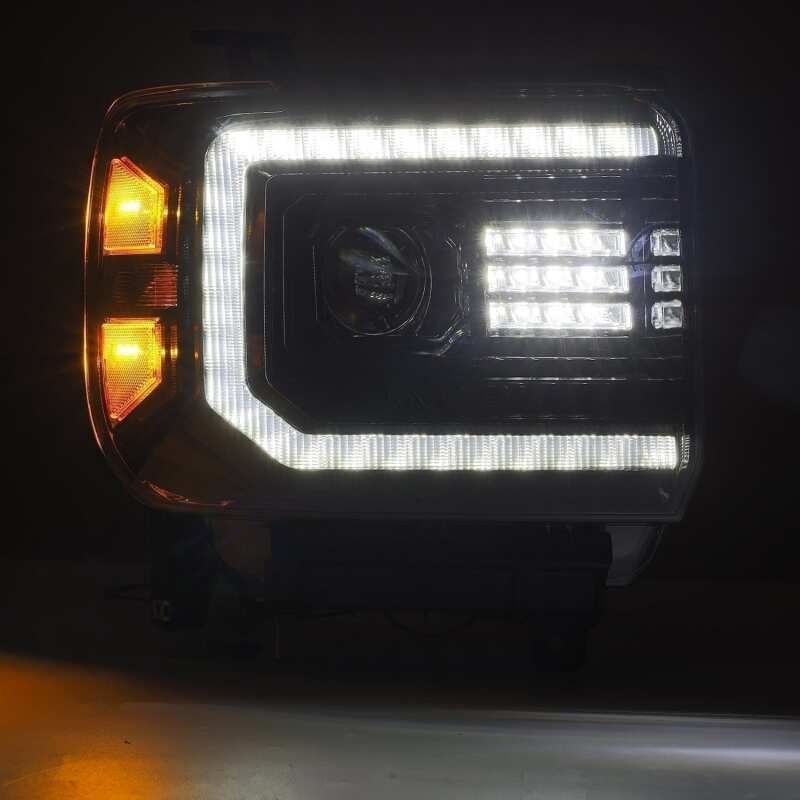 AlphaRex 14-18 GMC Sierra PRO-Series Proj Headlights Plank Style Black w/Activ Light/Seq Signal/DRL - Image 6