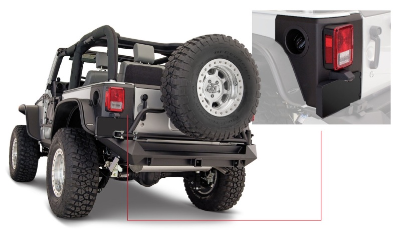 Bushwacker 14009 07-18 Jeep Wrangler Trail Armor Rear Corners - Black - Image 5