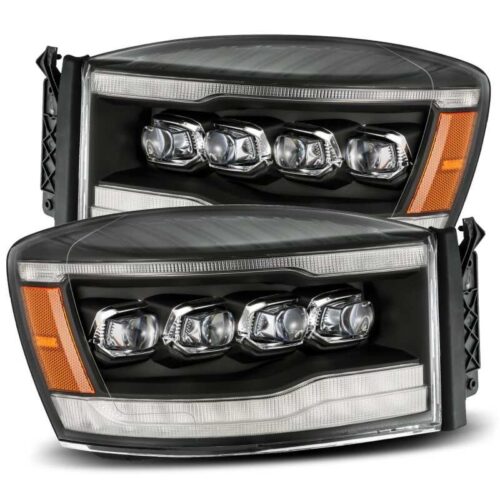 Alternative view of AlphaRex 06-08 Dodge Ram 1500HD NOVA LED ProjHeadlights Plank Style Blk w/Seq Signal/DRL/Amber LED