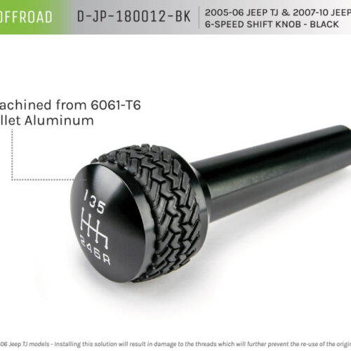 DV8 Offroad D-JP-180012-BK 2005-2010 Jeep TJ/JK 6-Speed Shift Knob Black Finish - Image 8