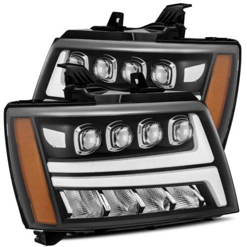 Alternative view of AlphaRex 07-13 Chevy Avalanche NOVA LED Proj Headlights Plank Style Matte Black w/Activ Light/DRL