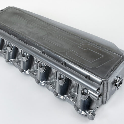 Alternative view of CSF Gen 2 B58 Race X Charge-Air-Cooler Manifold - Raw Billet Aluminum Finish