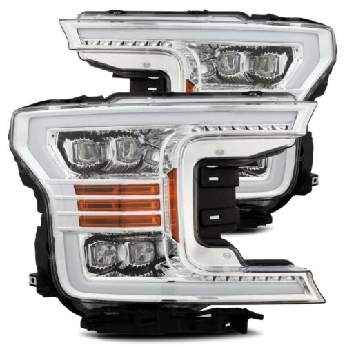 Alternative view of AlphaRex 18-19 Ford F-150 NOVA LED Projector Headlights Plank Style Chrome w/ActivLight/Seq Signal