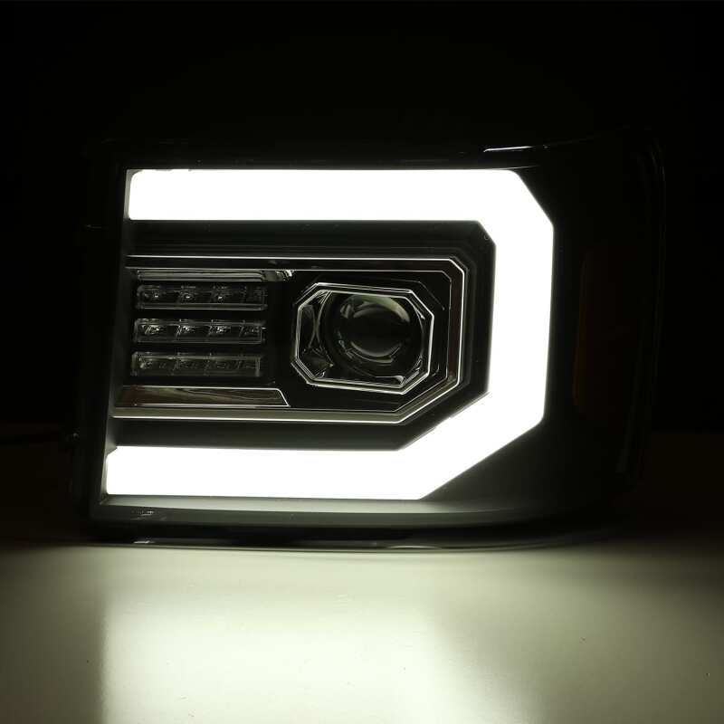AlphaRex 880605 07-13 GMC 1500HD PRO-Series Proj Headlights Plank Style Gloss Blk w/Activ Light/Seq Signal - Image 5