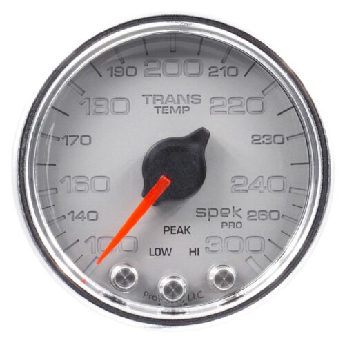 Alternative view of Autometer Spek-Pro Gauge Trans Temp 2 1/16in 300f Stepper Motor W/Peak & Warn Slvr/Chrm