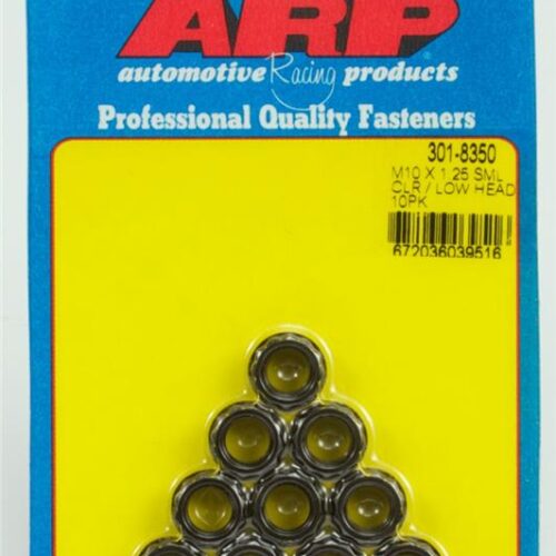 ARP 301-8350 M10x1.25 Sml Clr/Low Head 12PT Nut Kit 8740 Chrome Moly Black - 10 PK