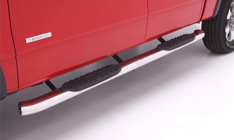 Lund 23710689 2019 Chevy Silverado 1500 Double Cab 5In Oval Curved SS Nerf Bars - Polished Stainless - Image 2