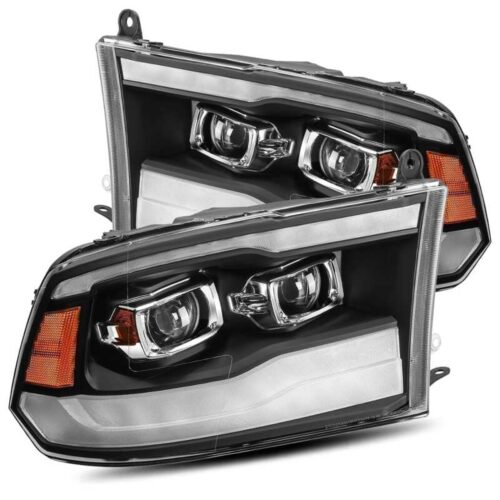 Alternative view of AlphaRex 09-18 Dodge Ram 1500HD LUXX LED Proj Headlights Plnk Style Blk w/Activ Light/Seq Signal/DRL