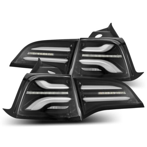 AlphaRex 601010 17-22 Tesla Model 3 PRO-Series LED Tail Lights Jet Black w/Seq Sig