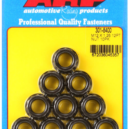 ARP 301-8400 12mm x 1.25 16mm Socket 12pt Nut Kit (10 pack)