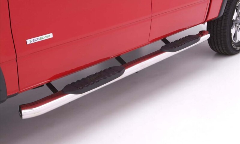 Lund 23710689 2019 Chevy Silverado 1500 Double Cab 5In Oval Curved SS Nerf Bars - Polished Stainless - Image 4