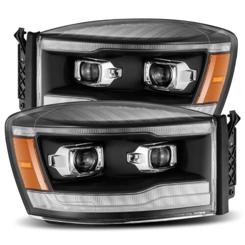 Alternative view of AlphaRex 06-08 Dodge Ram 1500HD PRO-Series Projector Headlights Plank Style Black w/Seq Signal/DRL