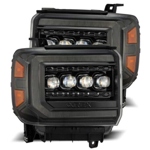 AlphaRex 880616 14-18 GMC Sierra NOVA LED Proj Headlights Plnk Style Alpha Blk w/Activ Light/Seq Signal/DRL - Image 2